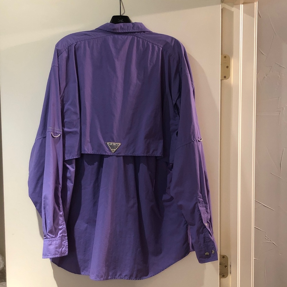 Columbia PFG Omni Shade Purple Fishing Shirt SZ L Vented mesh lined back panel - Picture 4 of 4